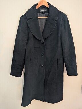 Jones New York Black Wool Long Overcoat 14